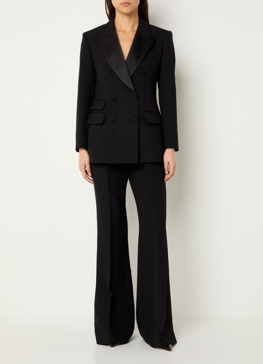 Sandro Double-breasted blazer in wolblend met klepzakken - voorkant 3 zwart