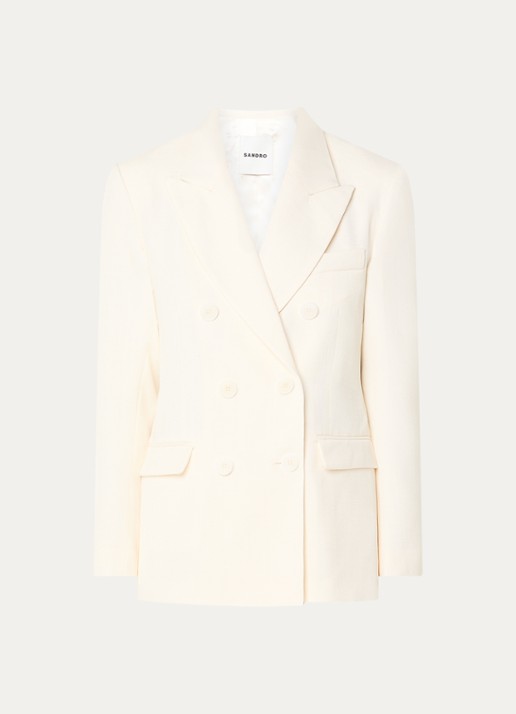 Sandro Double-breasted blazer met klepzakken - voorkant 3 ivoor