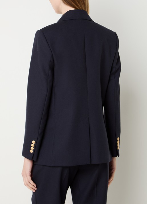 Sandro Double-breasted blazer van scheerwol met opgestikte zakken - achterkant 4 donkerblauw
