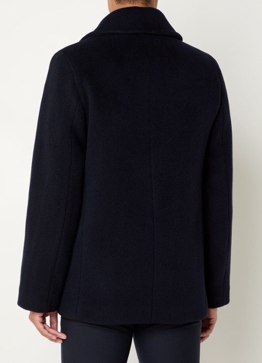 Sandro Double-breasted mantel in wolblend met steekzakken - achterkant donkerblauw