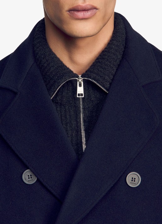 Sandro Double-breasted mantel met klepzakken - detail 5 donkerblauw