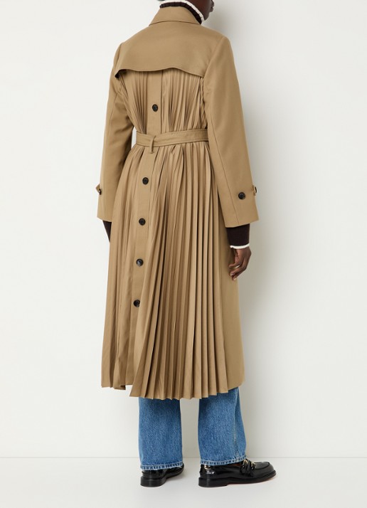 Sandro Double-breasted trenchcoat met plooidetail - achterkant 3 beige