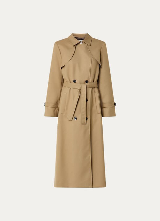 Sandro Double-breasted trenchcoat met plooidetail - voorkant beige