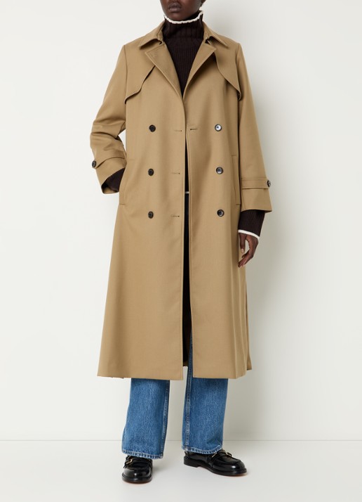 Sandro Double-breasted trenchcoat met plooidetail - voorkant 2 beige