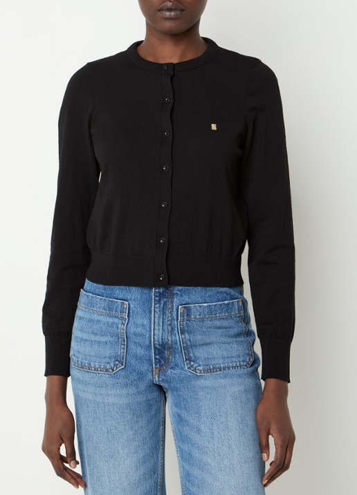 Sandro Fijngebreid cropped vest met logo