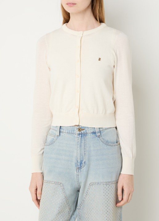 Sandro Fijngebreid cropped vest met logo