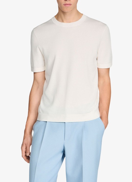 Sandro Fijngebreid T-shirt in zijdeblend