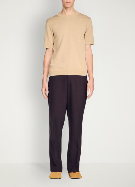Sandro Fijngebreid T-shirt in zijdeblend - detail 3 beige