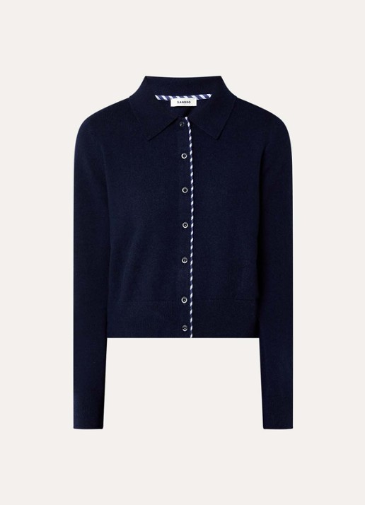 Sandro Fijngebreid vest in kasjmier wolblend - voorkant 3 donkerblauw
