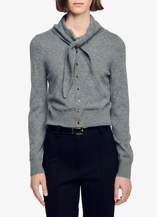 Sandro Fijngebreid vest in wolblend