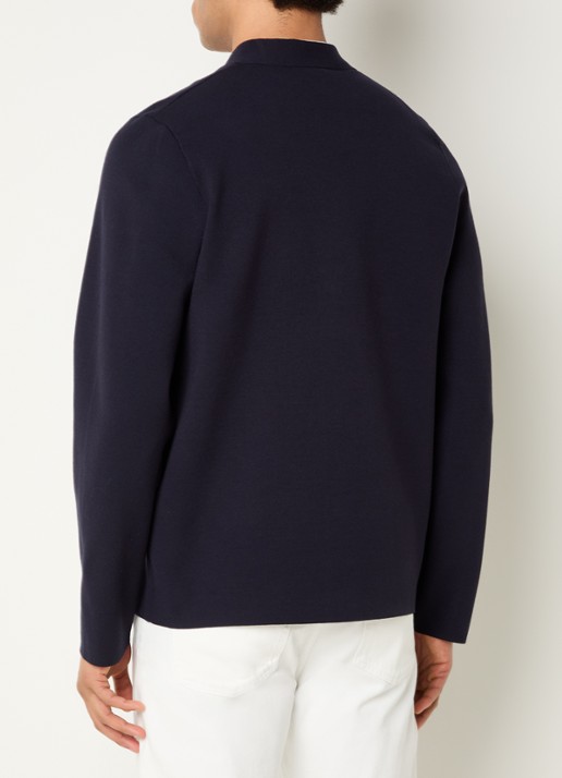 Sandro Fijngebreid vest met applicatie - achterkant 3 donkerblauw