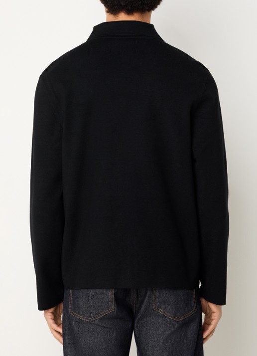 Sandro Fijngebreid vest met kraag en steekzakken - achterkant black / zwart