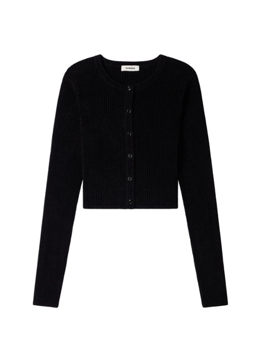 Sandro Fijngebreid vest met ronde hals