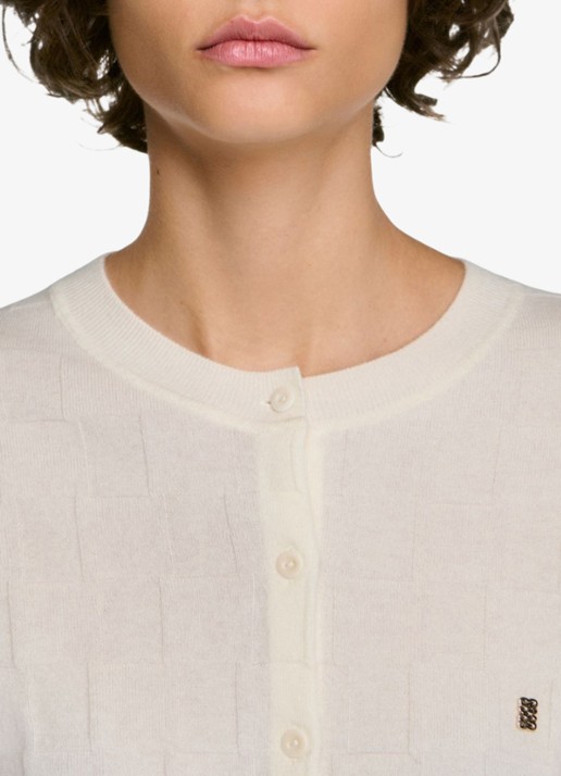 Sandro Fijngebreid vest van wol met logoborduring - detail 3 beige