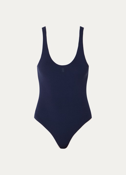 Sandro Fijngebreide body met logoborduring - voorkant 2 donkerblauw