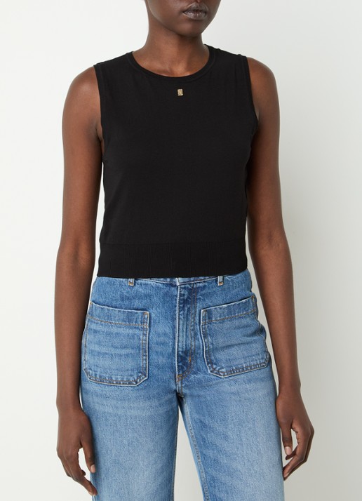 Sandro Fijngebreide crop top met logo