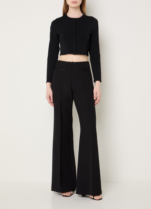 Sandro Fijngebreide crop top met ronde hals - voorkant 2 zwart