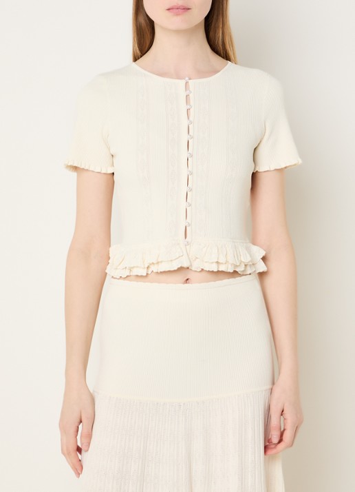 Sandro Fijngebreide crop top met ruches