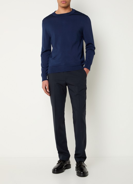 Sandro Fijngebreide pullover met ronde hals - voorkant 4 donkerblauw