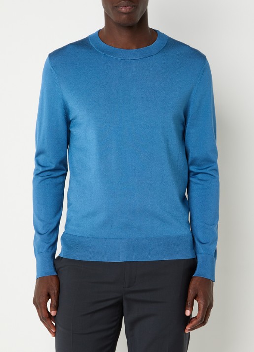 Sandro Fijngebreide pullover met ronde hals - detail 2 blue office / blauw