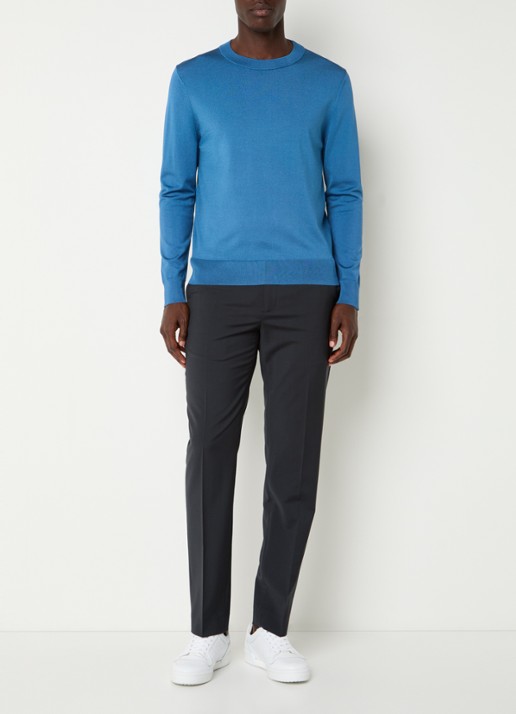 Sandro Fijngebreide pullover met ronde hals - voorkant 4 blue office / blauw