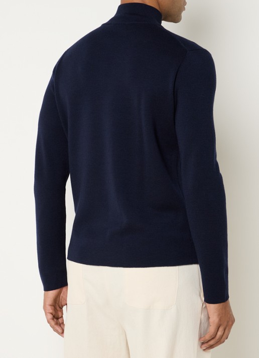 Sandro Fijngebreide pullover van merino wol - achterkant 3 midnight blue / blauw