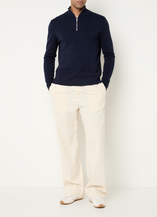 Sandro Fijngebreide pullover van merino wol - voorkant 2 midnight blue / blauw