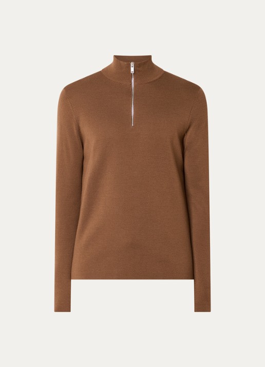 Sandro Fijngebreide pullover van merino wol - voorkant beige