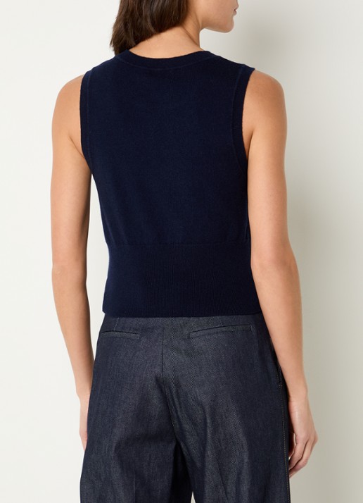 Sandro Fijngebreide top in kasjmier wolblend - achterkant donkerblauw