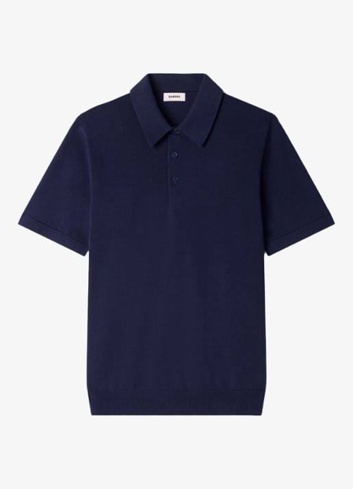 Sandro Fijngebreide trui met polokraag - voorkant royal blue / blauw