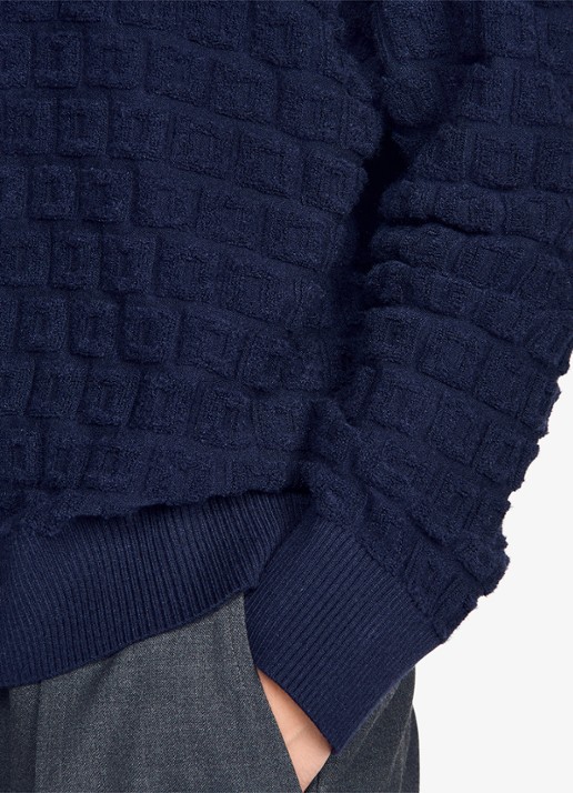Sandro Fijngebreide trui met structuur - detail 4 donkerblauw