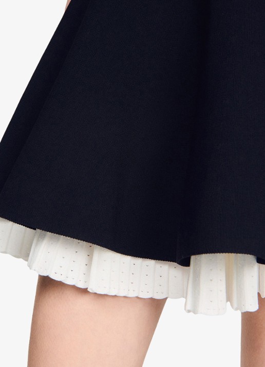Sandro Gebreide mini rok met plooien - detail 5 zwart