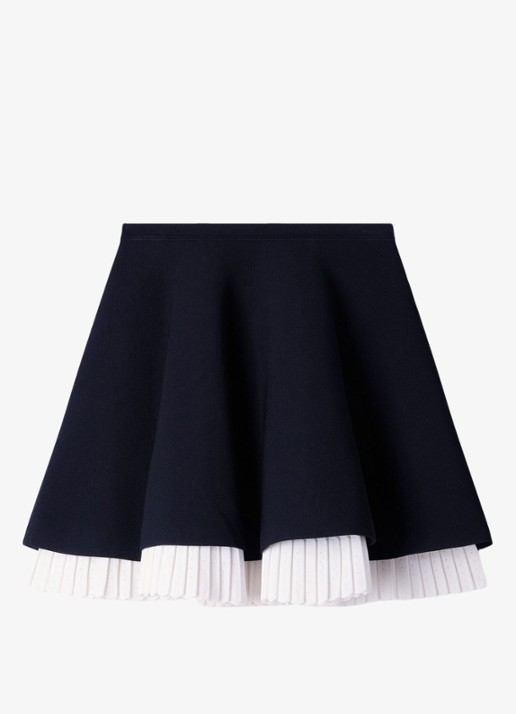 Sandro Gebreide mini rok met plooien - voorkant zwart