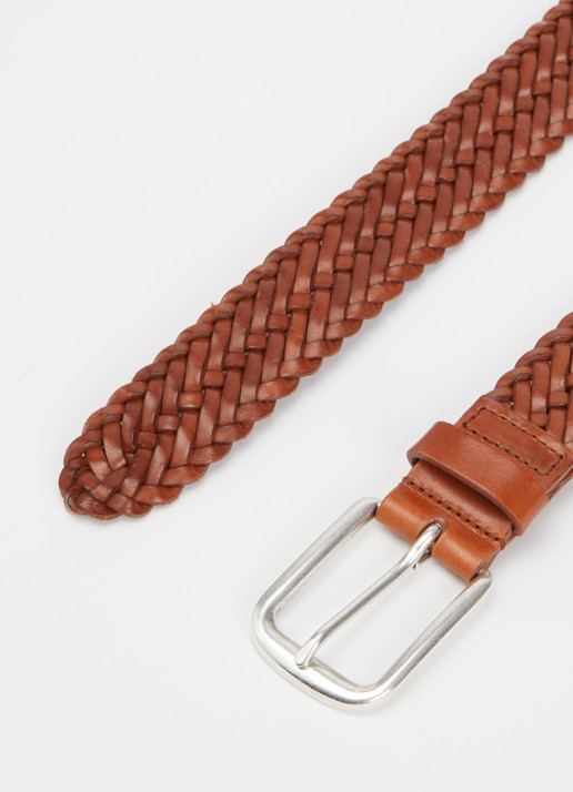 Sandro Gevlochten riem van leer - detail roodbruin