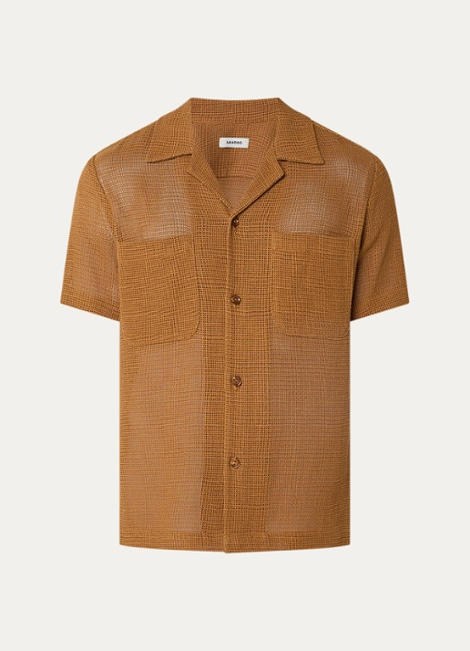 Sandro Geweven T-shirt met structuur - voorkant 2 camel
