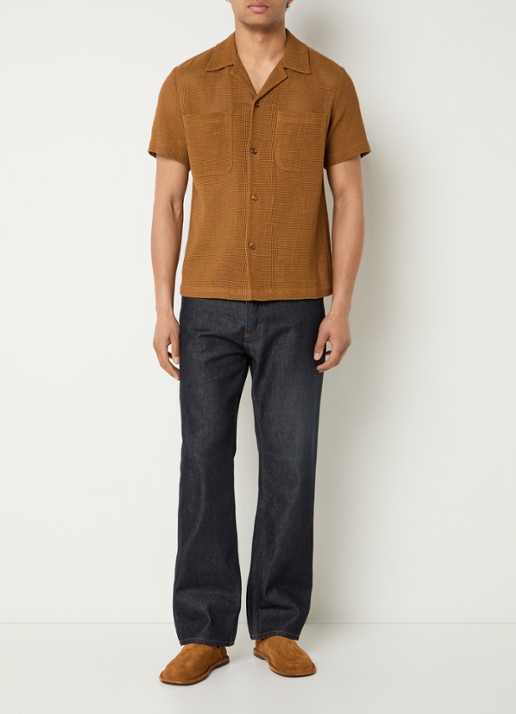 Sandro Geweven T-shirt met structuur - voorkant 3 camel