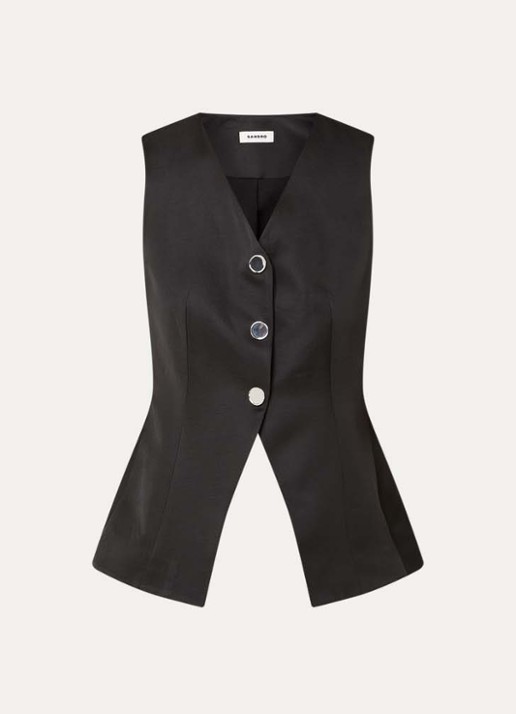 Sandro Gilet in linnenblend - voorkant zwart
