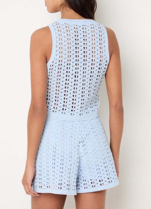 Sandro Gilet met strass en structuur - achterkant lichtblauw