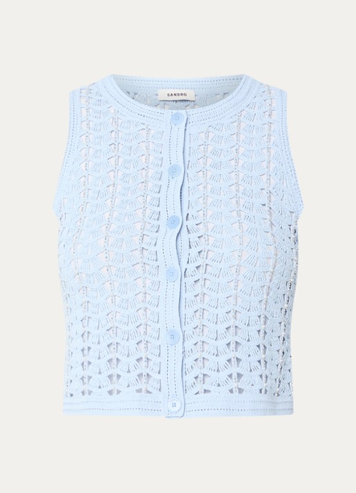 Sandro Gilet met strass en structuur - voorkant 2 lichtblauw
