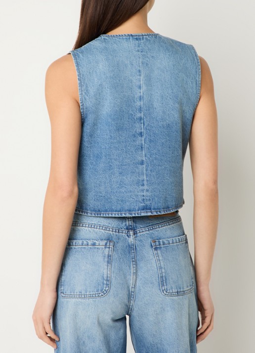 Sandro Gilet van denim met studs - achterkant 2 indigo