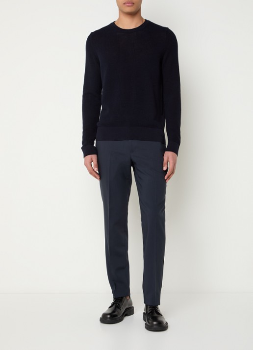 Sandro Grofgebreide pullover met structuur - voorkant 2 donkerblauw