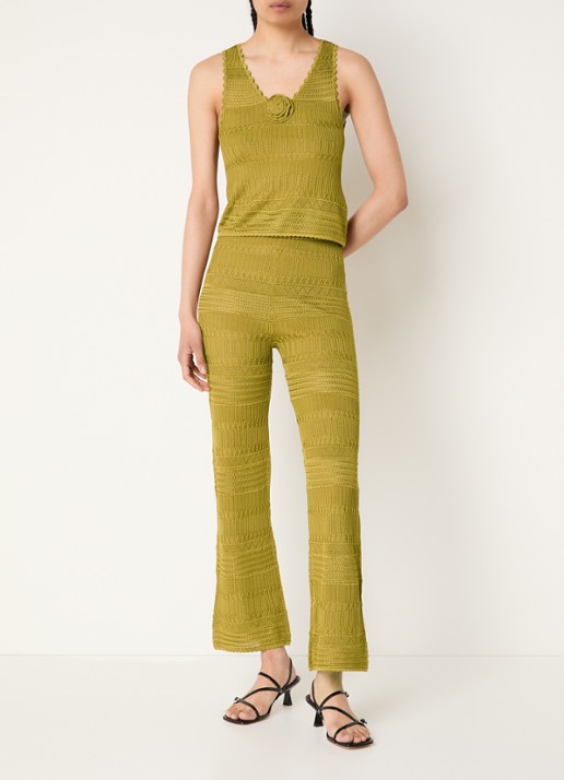 Sandro Grofgebreide tanktop met applicatie - voorkant 2 goud