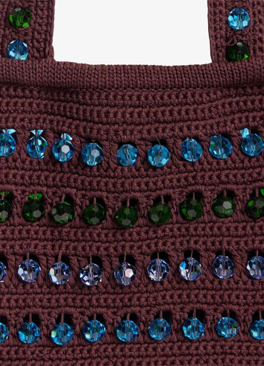 Sandro Handtas van crochet met kralen - detail 3 bruin