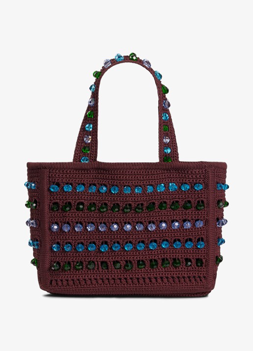 Sandro Handtas van crochet met kralendecoratie