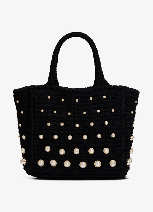 Sandro Handtas van crochet met studs - achterkant zwart