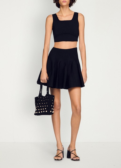 Sandro Handtas van crochet met studs - detail 4 zwart
