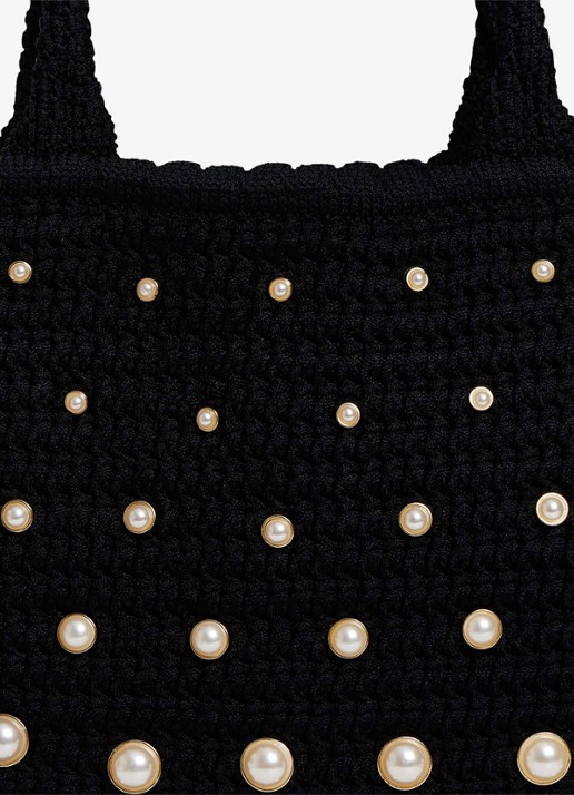 Sandro Handtas van crochet met studs - detail 6 zwart