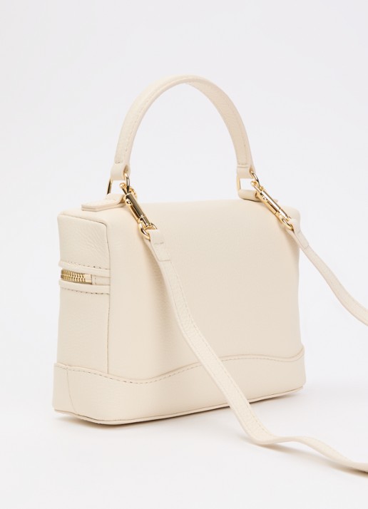 Sandro Handtas van leer met afneembare schouderriem - achterkant 3 beige