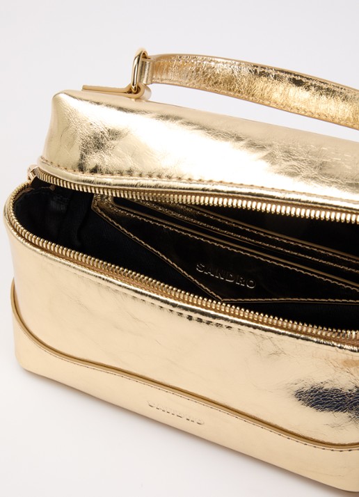 Sandro Handtas van leer met afneembare schouderriem - detail goud