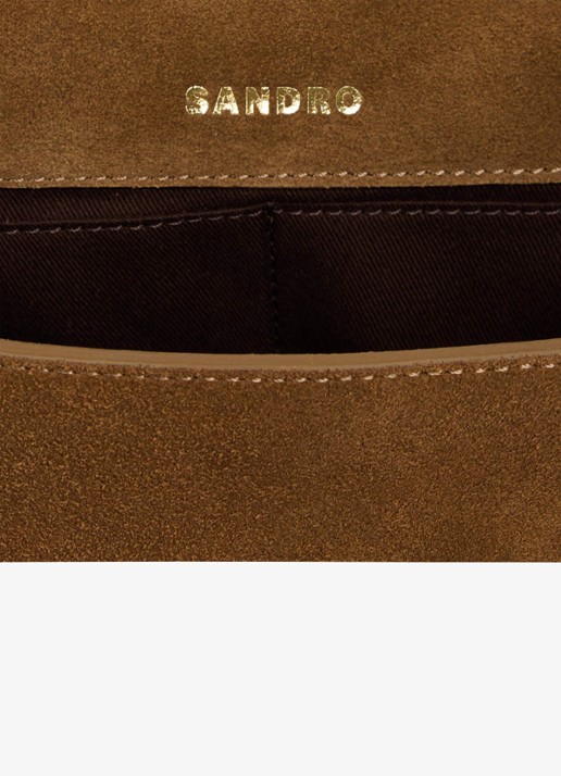 Sandro Handtas van suède met verstelbare en afneembare schouderriem - detail 4 beige / beige